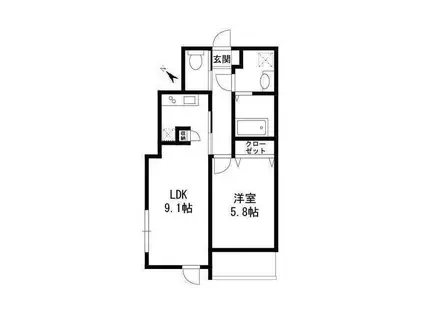 CALME(1LDK/3階)の間取り写真