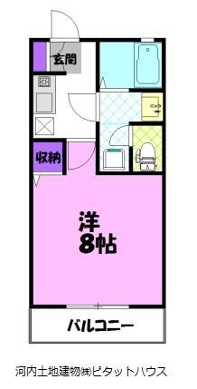 フルールメゾン(1K/2階)の間取り写真
