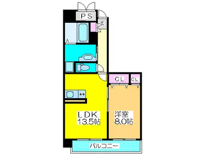 コンソラーレ桜川V(1LDK/9階)の間取り写真