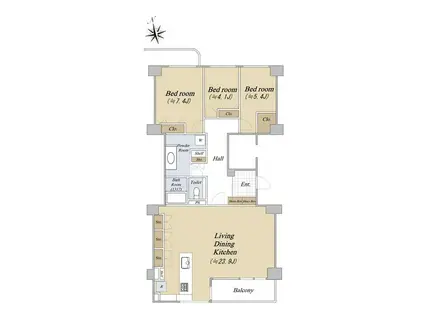高輪スカイマンション(3LDK/2階)の間取り写真