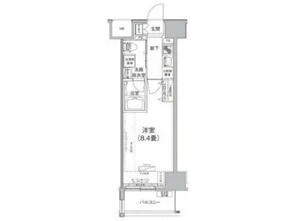 アイル芝浦東京ベイ(1K/5階)の間取り写真