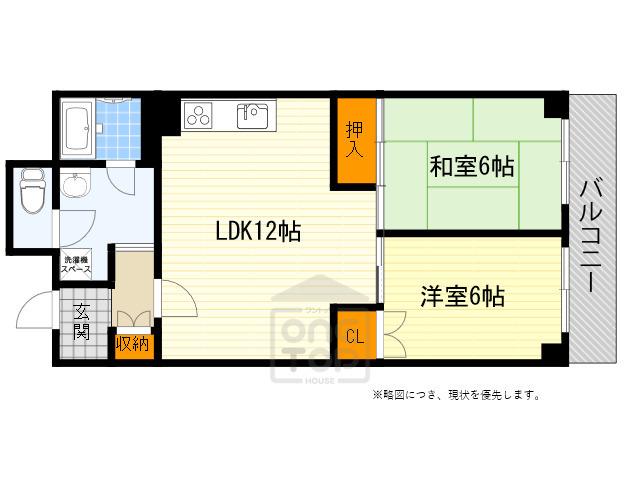 千里ピュアーライフ(2LDK/4階)の間取り写真