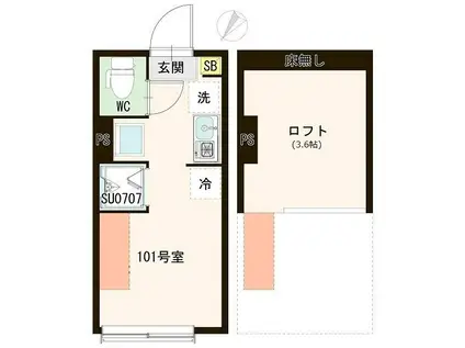 リベラルバード(ワンルーム/1階)の間取り写真