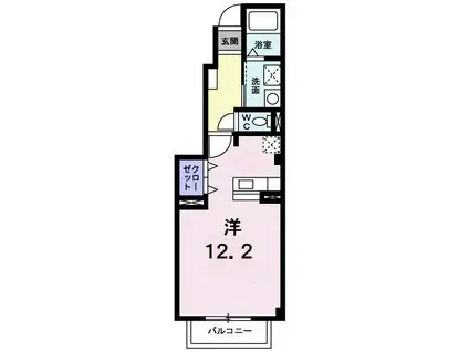 アヴェニールB(1K/1階)の間取り写真