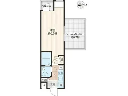 ビバリーホームズ下赤塚(1K/4階)の間取り写真