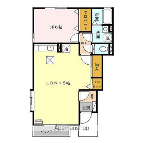 クレセント朝日弐番館(1LDK/1階)の間取り写真