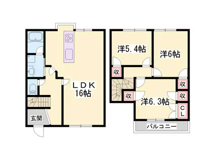 ロレーヌハイツ宝殿24II(3LDK/1階)の間取り写真
