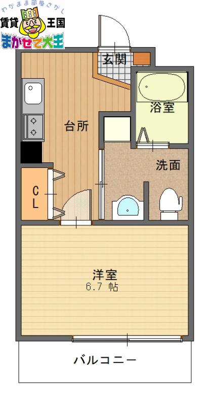 Jプレイス宝町(1K/7階)の間取り写真
