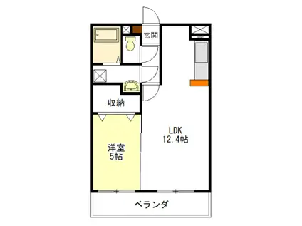 プランドール(1LDK/2階)の間取り写真
