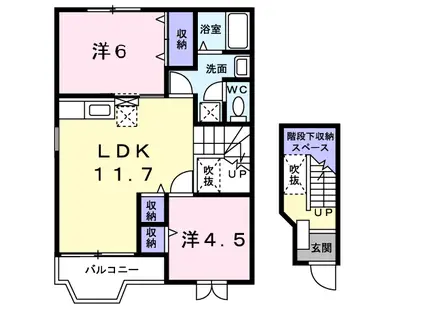 ニュクレストールかかみ野(2LDK/2階)の間取り写真