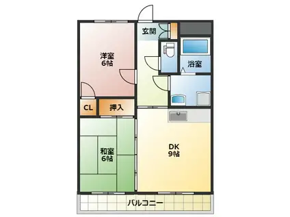 グランドール平佐22号館(2LDK/3階)の間取り写真