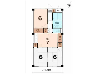 ヴィエント信和306(3DK/3階)の間取り写真