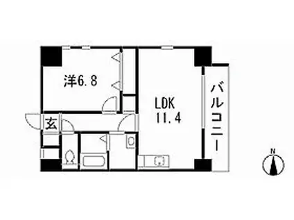 アクシス(1LDK/3階)の間取り写真