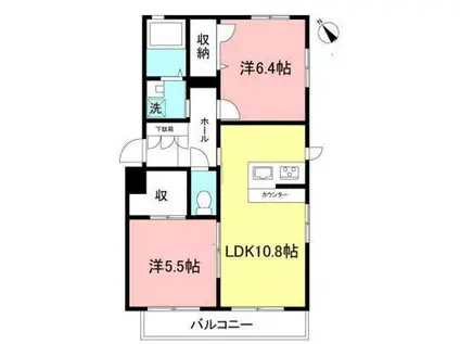 サトハウス(2LDK/1階)の間取り写真