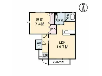 ウエストツリー C棟(1LDK/1階)の間取り写真