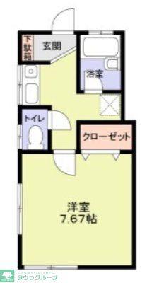 ベルビュー千間台(1K/1階)の間取り写真
