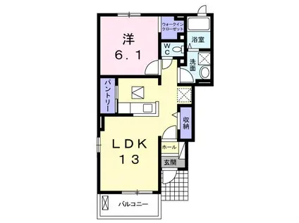 グレイスカレント成田II(1LDK/1階)の間取り写真