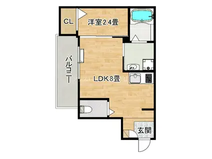 ジーイーディズ(1DK/2階)の間取り写真