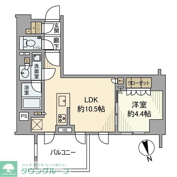 オープンンレジデンシア神楽坂プレイス(1LDK/2階)の間取り写真