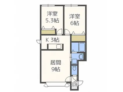 サンライズ新琴似615(2LDK/1階)の間取り写真