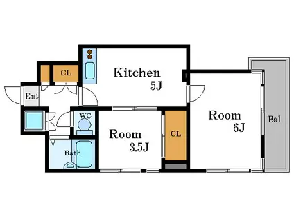 パラシオ中村(2K/10階)の間取り写真