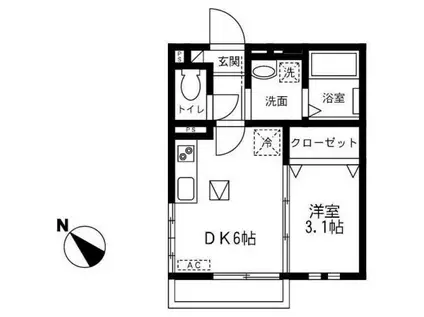 エルムハルヤマⅡ(1DK/1階)の間取り写真