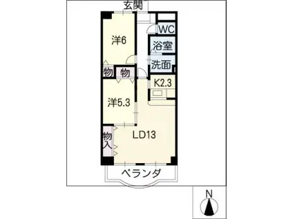ウイン・ヴィラ(2LDK/2階)の間取り写真