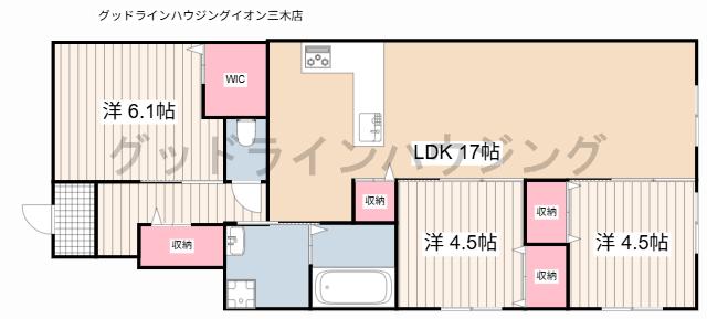 加佐アパート(3LDK/1階)の間取り写真
