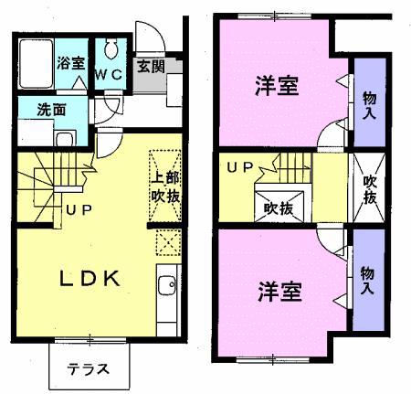 スウィングハート松ヶ島(2LDK/1階)の間取り写真