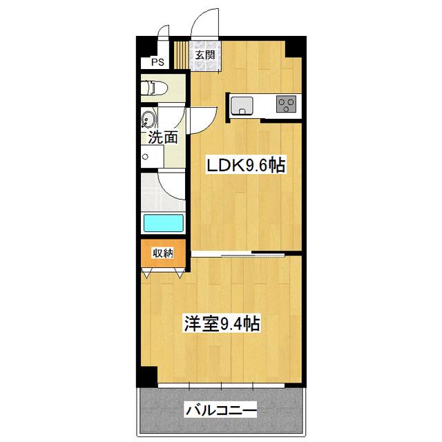 マルイマンション(1LDK/3階)の間取り写真