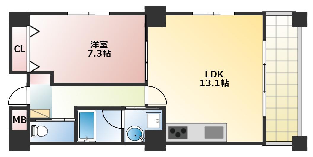 パークビュー明石(1LDK/4階)の間取り写真