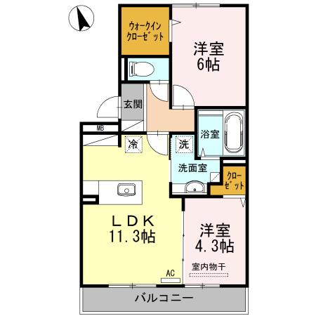 コート ダジュール(2LDK/3階)の間取り写真