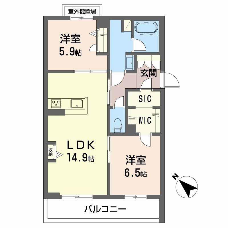 シャーメゾン グラニテ(2LDK/3階)の間取り写真