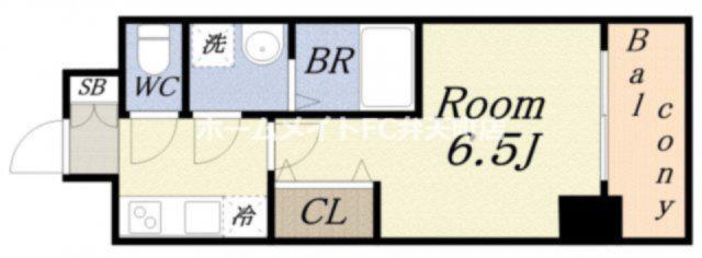 S-RESIDENCE阿波座ウエスト(1K/6階)の間取り写真