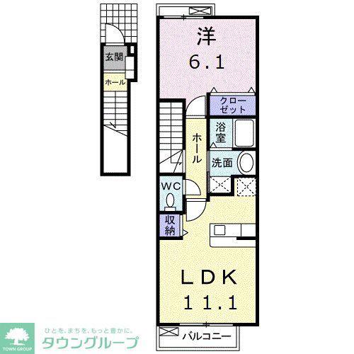 ローズコートA(1LDK/2階)の間取り写真