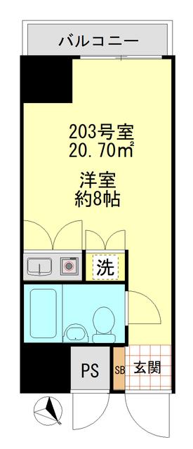 ロイヤル関内(ワンルーム/2階)の間取り写真