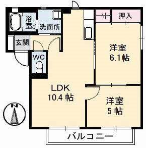 シャーメゾンマリンコート(2LDK/2階)の間取り写真