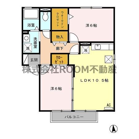 フローラルビレッジIV番館(2LDK/1階)の間取り写真
