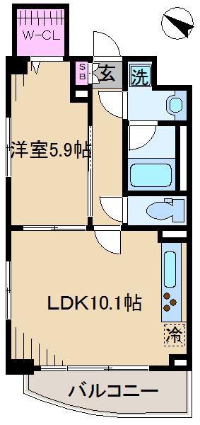 コントレイル(1LDK/4階)の間取り写真