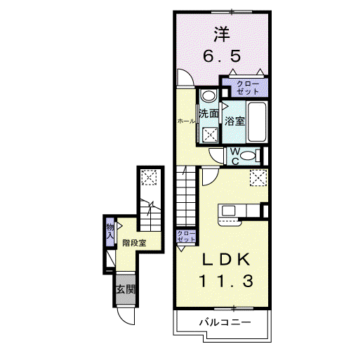 エレガンス メゾン II(1LDK/2階)の間取り写真