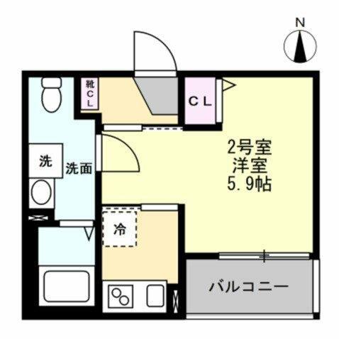 ベイルーム東本厚木(1K/3階)の間取り写真