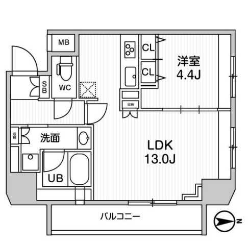 GENOVIA浅草橋II SKYGARDEN(1LDK/2階)の間取り写真
