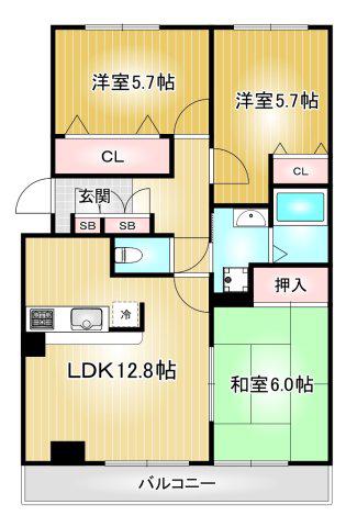 シティコーポ春里(3LDK/2階)の間取り写真