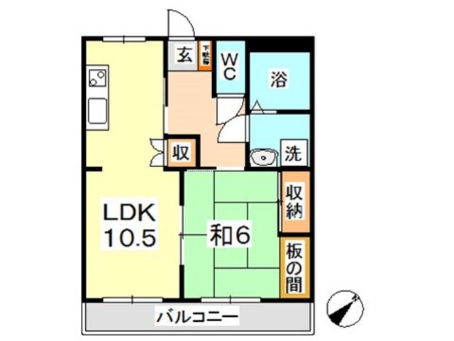 レジデンス家守(1LDK/3階)の間取り写真