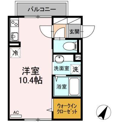 エスポワール南太田(ワンルーム/3階)の間取り写真