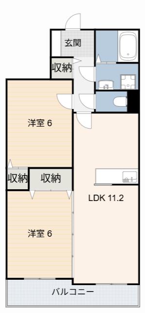 NEW PINE A(2LDK/1階)の間取り写真