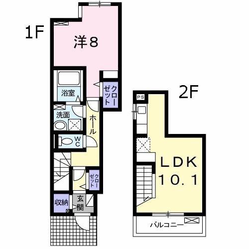 テラスハウス(1LDK/1階)の間取り写真