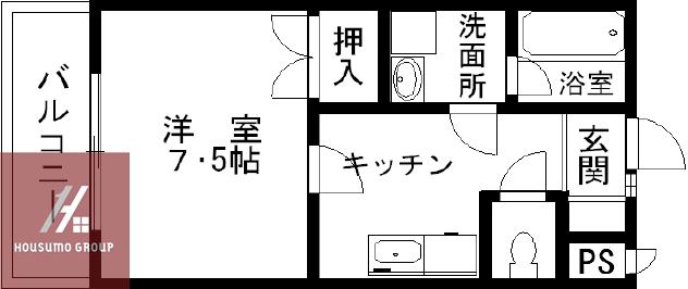 ビューテラスアタゴ(1DK/1階)の間取り写真
