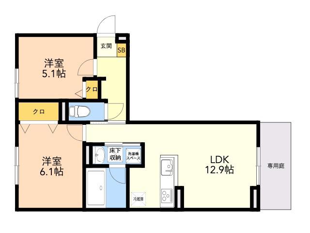 CHOUETTE(2LDK/1階)の間取り写真