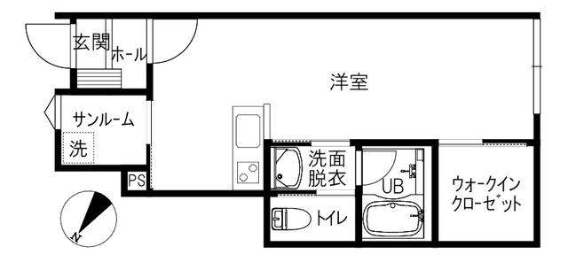 PERIDOT II(ワンルーム/1階)の間取り写真
